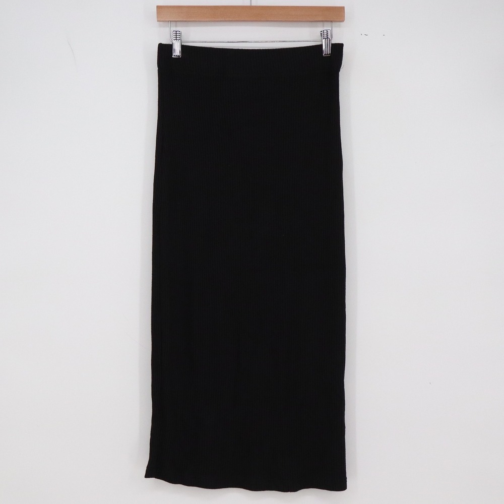 Rails Skirt Womens S Angie Black Ribbed Knit Midi Side Slit 842A-272-001 EXCL